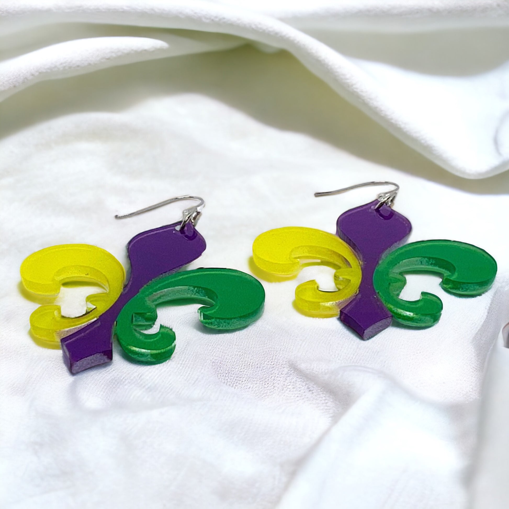 Fleur de Lis Dangle Earrings: Sparkle & Celebrate Mardi Gras in Style! - Rhythms of Grace Creative