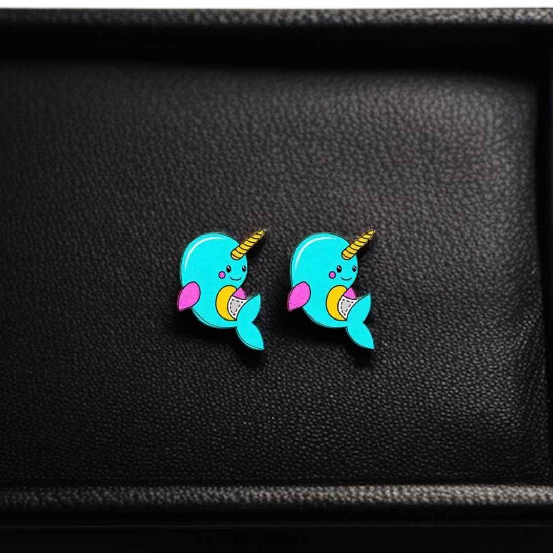 Whimsical Narwhal Studs: Dive into Adorable Handmade Jewelry!