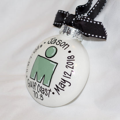Custom Hand-Painted Triathlon Ornament - Personalized Runner Holiday Decoration