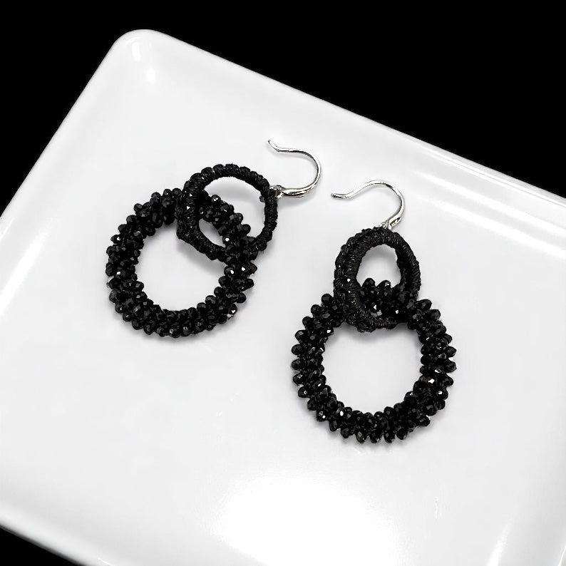 Sparkle and Shine: Stunning Black Beaded Dangle Earrings