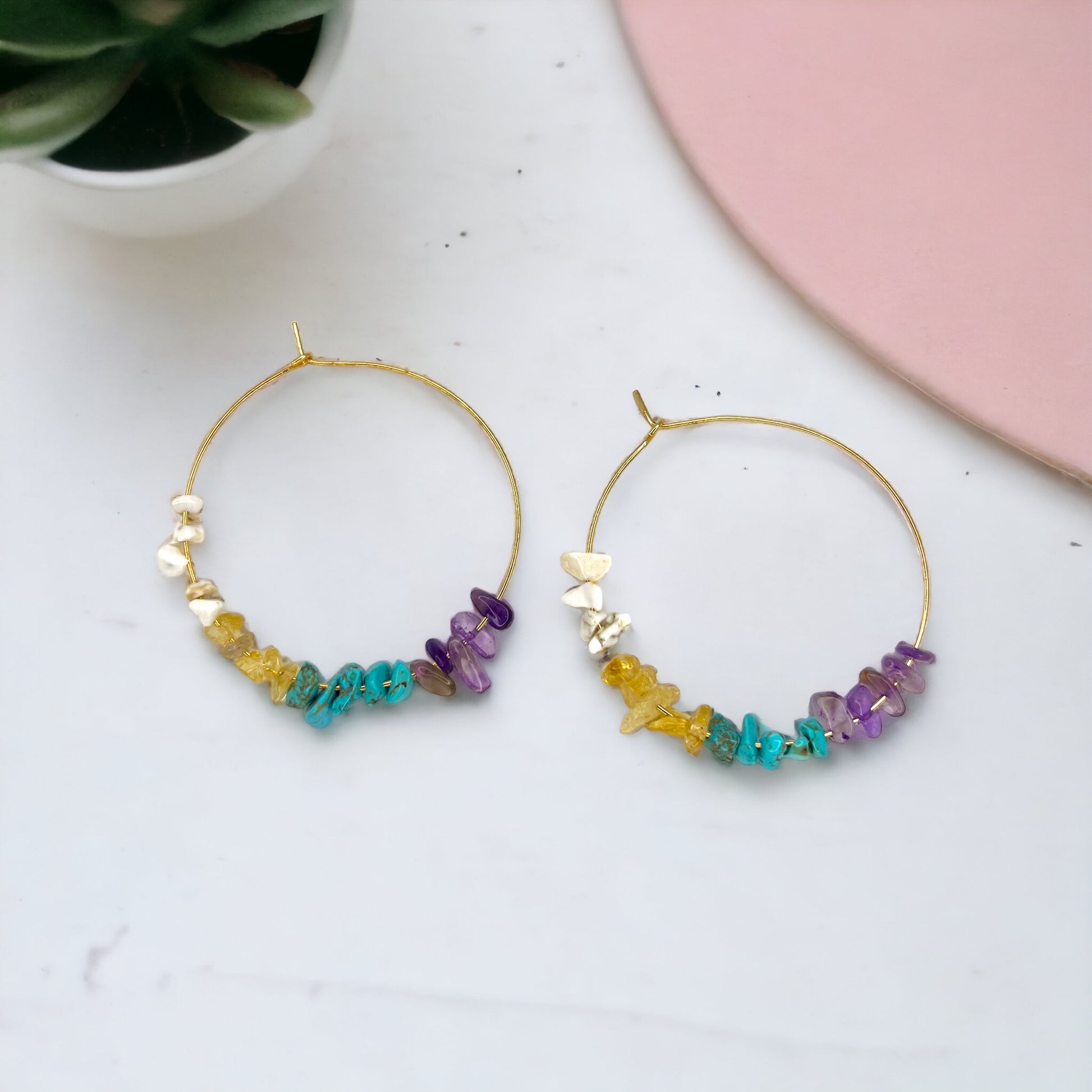 Pastel Beaded Hoops - Boho Chic, Hoop Earrings, Beaded Accessories, Beaded Hoops, Pastel Earrings - Rhythms of Grace Creative