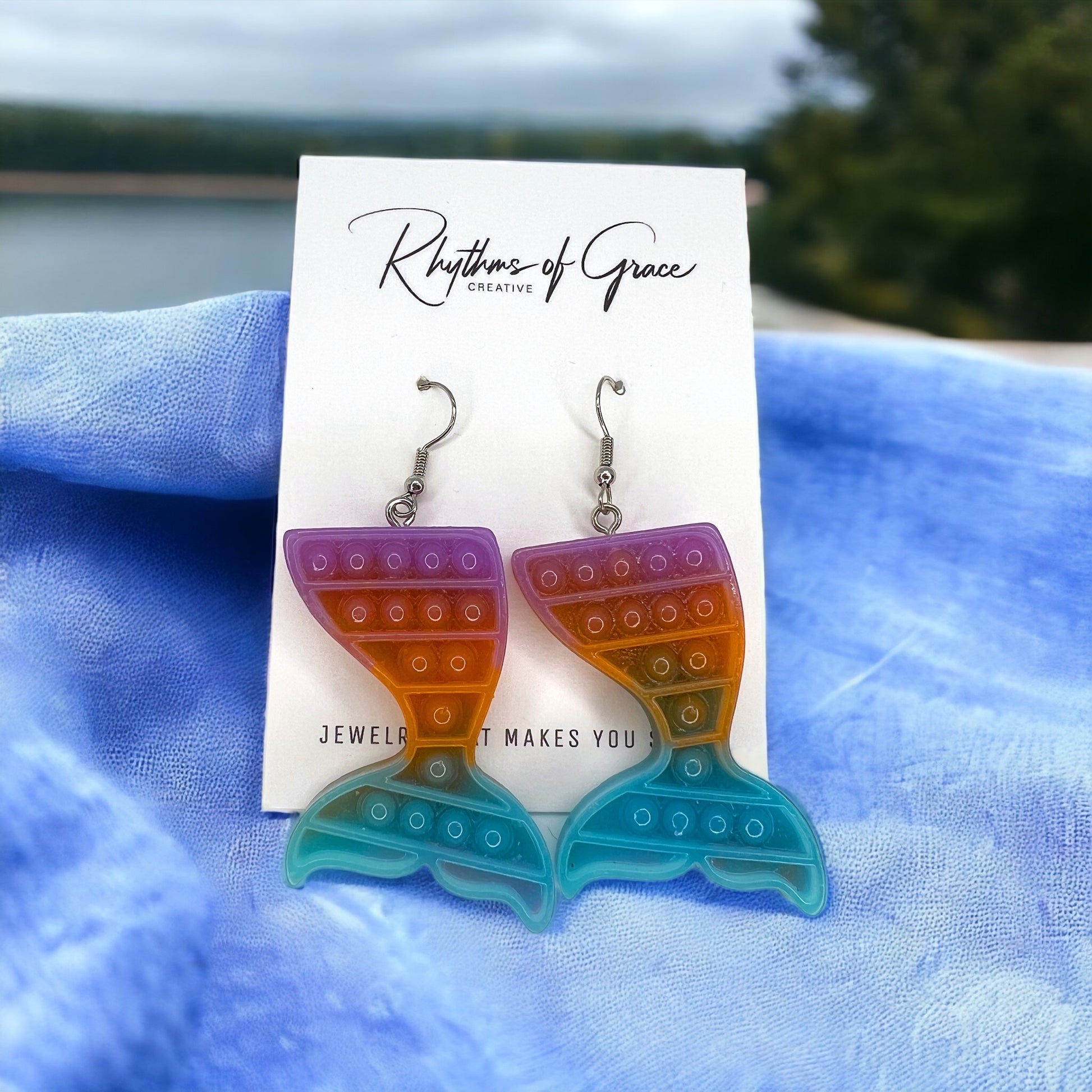 Pop It Toy Earrrings - PopIt Earrings, Fidgit Earrings, Fidgit Accessories, Snowball Earrings, Mermaid Earrings - Rhythms of Grace Creative