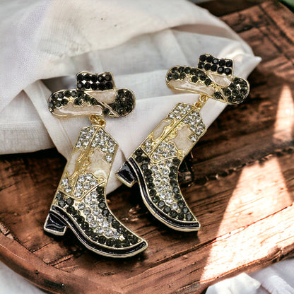 Sparkling Rhinestone Cowboy Boots Dangle Earrings – Choose Your Style!