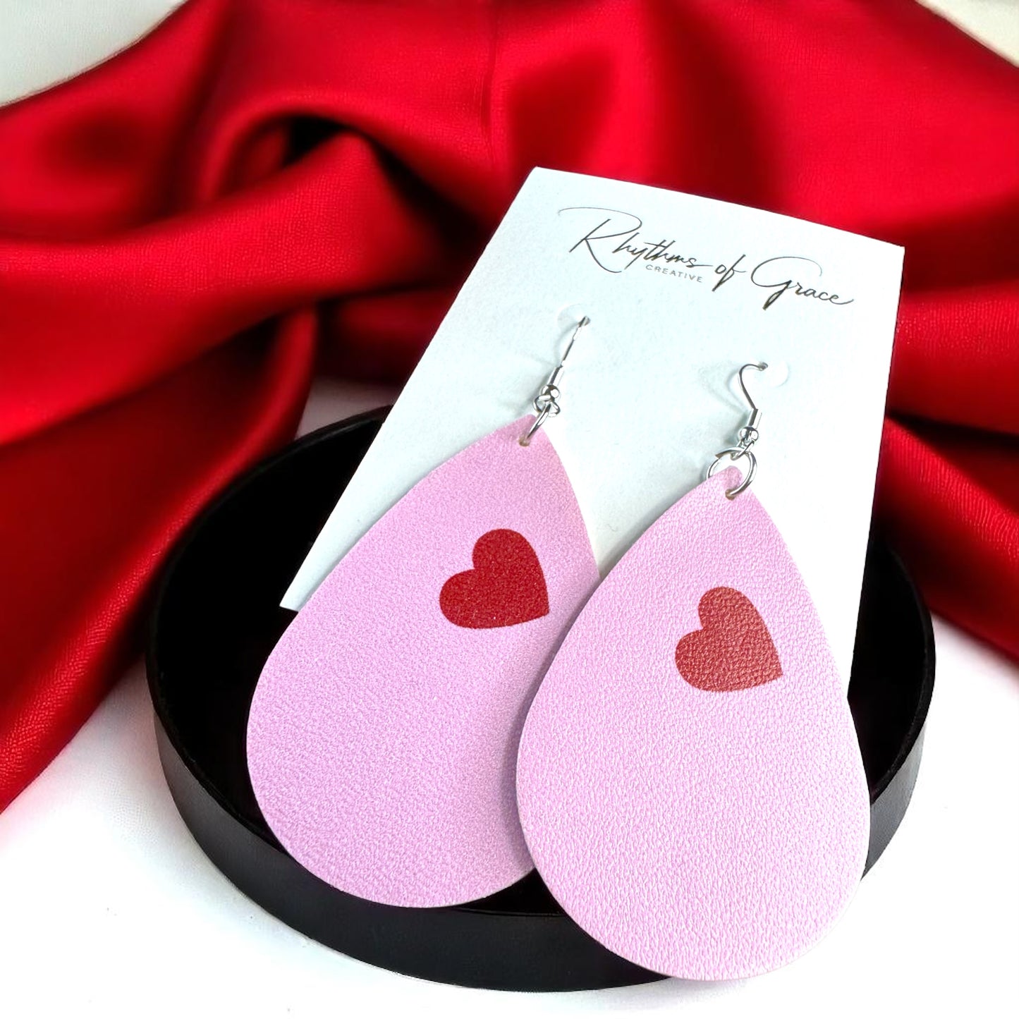 Teardrop Faux Leather Heart Earrings – Two Stunning Styles