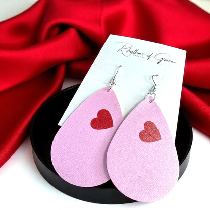Teardrop Faux Leather Heart Earrings – Two Stunning Styles