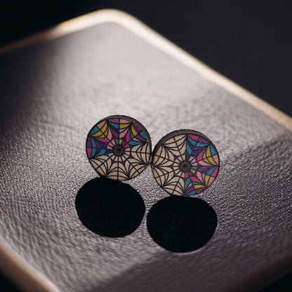Wednesday Vibes: Enchanting Stained Glass Stud Earrings!