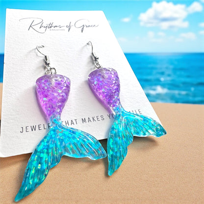 Mermaid Tail Magic – Glittery Earrings in 3 Splashy Colors! ✨