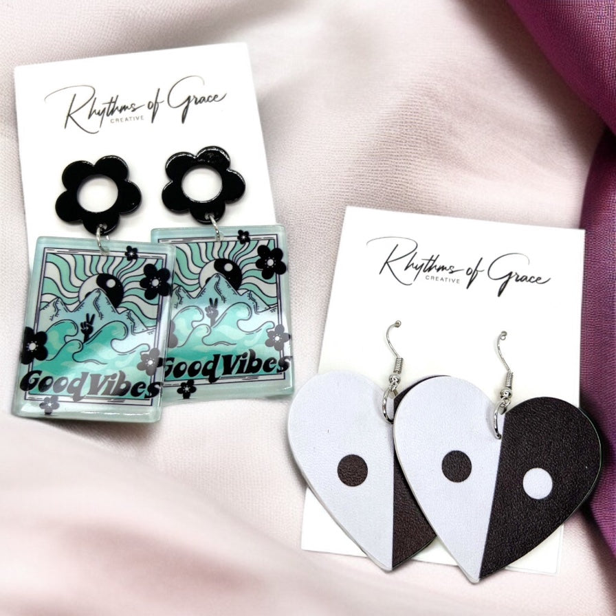 Yin Yang Dangle Earrings: Balance & Beauty Unleashed! 🌟 - Rhythms of Grace Creative