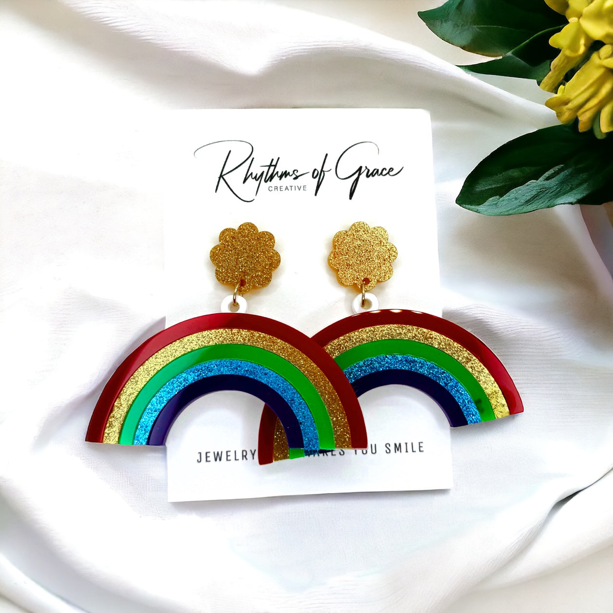 Oversized Rainbow Dangle Earrings - Your Key to Everyday Joy!