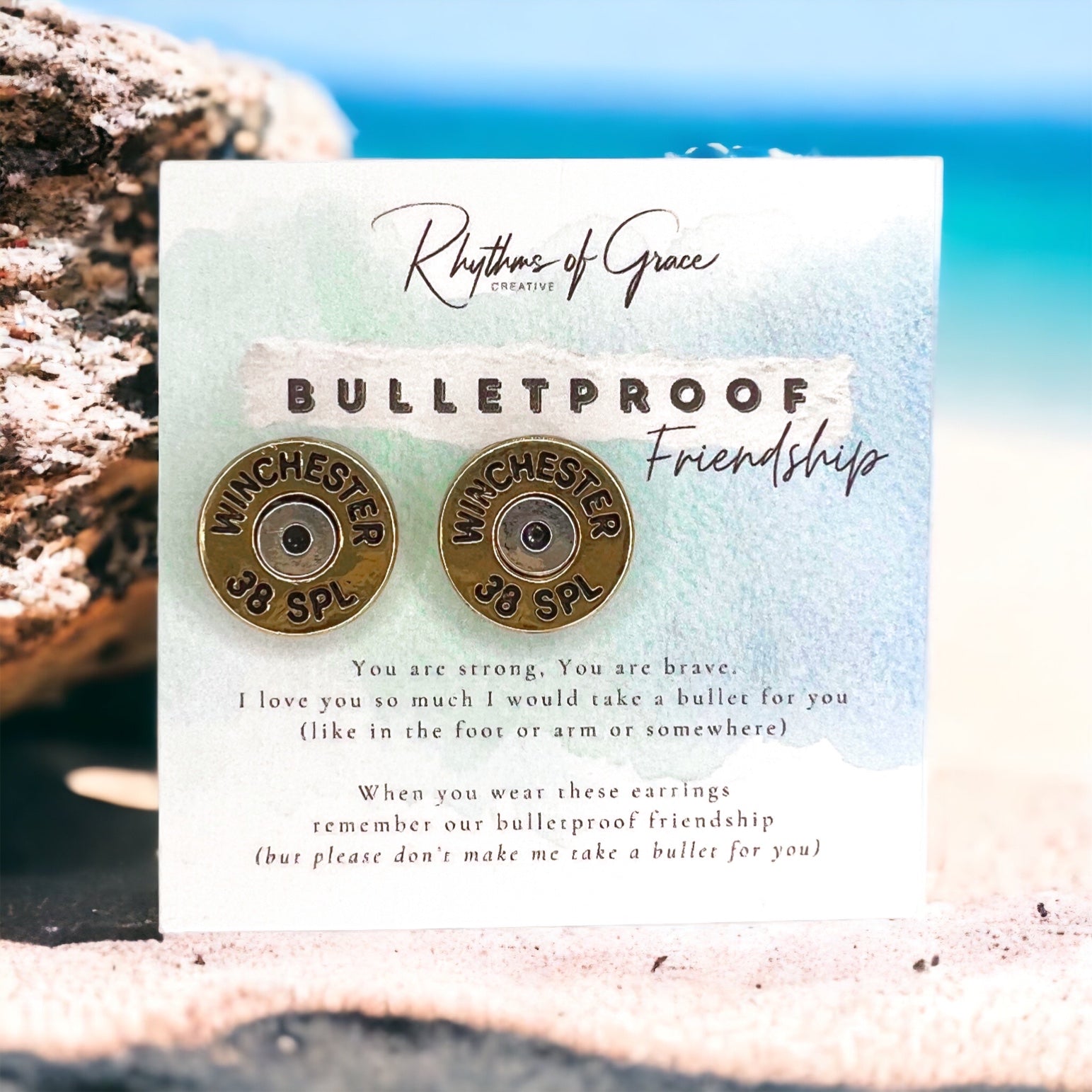 Bulletproof Friendship Earrrings - Bullet Studs, Friendship Gift, Bullet Earrings, Friendship Earrings - Rhythms of Grace Creative