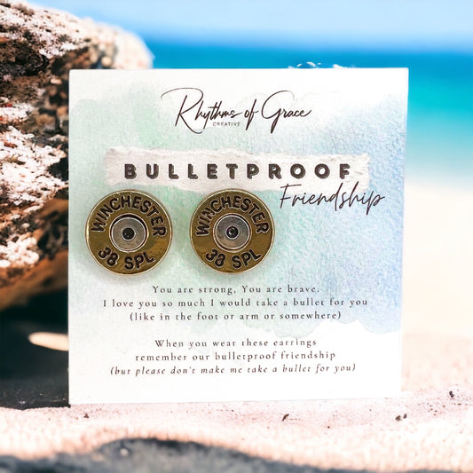 Bulletproof Friendship Earrrings - Bullet Studs, Friendship Gift, Bullet Earrings, Friendship Earrings - Rhythms of Grace Creative