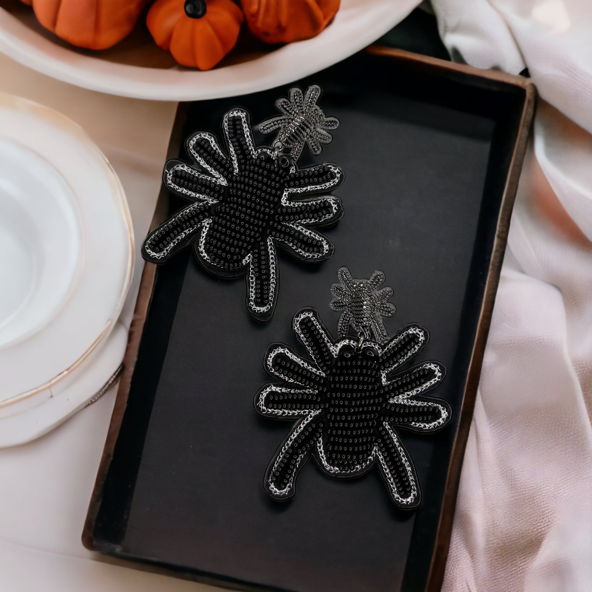 Beaded Spider Earrings - Halloween Earrings, Beaded Earrings, Halloween Accessories, Halloween Earrings, Spider Costume, Trick or Treat - Rhythms of Grace Creative