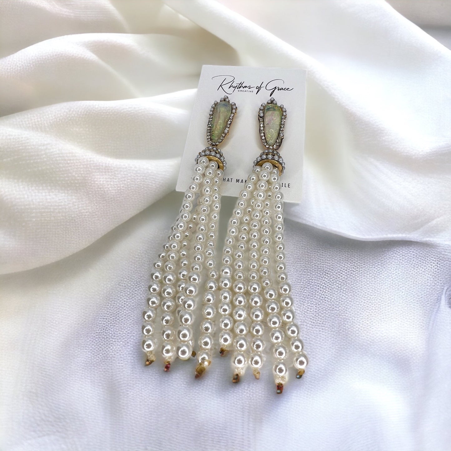 Large Pearl Earrings - Mom Earrings, Rhinestone Earrings, Sassy Accessories, Pearl Accessories - Rhythms of Grace Creative