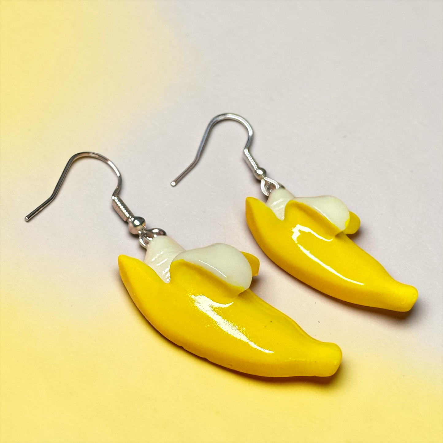 Peeled Banana Dangle Earrings | Savannah Bananas Inspired Jewelry | Fun Acrylic Statement Earrings | Lightweight Fruit Earrings