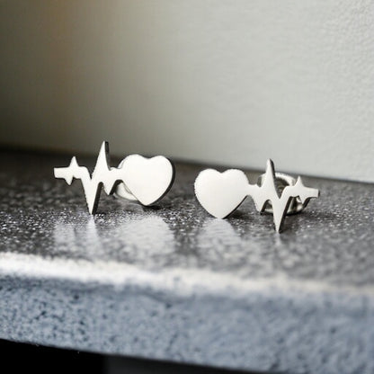 Heartbeat Studs: Dainty Elegance for Life & Love in Gold or Silver!