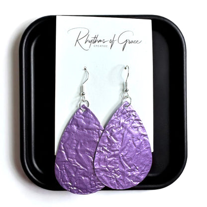 Shimmer & Shine: Metallic Purple Teardrop Earrings