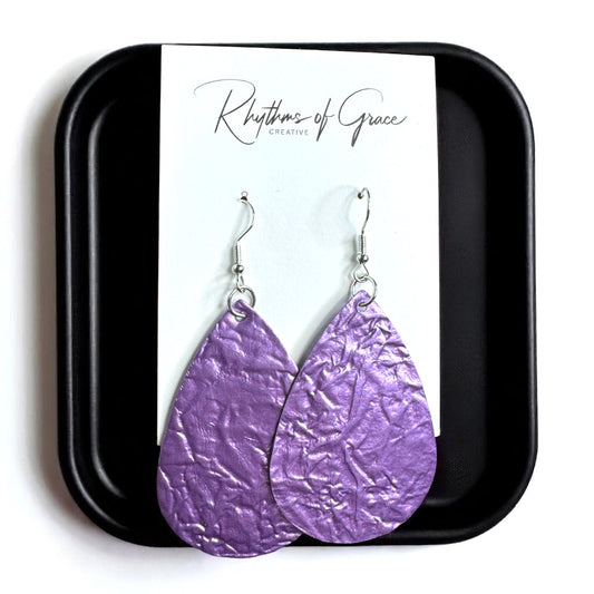 Shimmer & Shine: Metallic Purple Teardrop Earrings