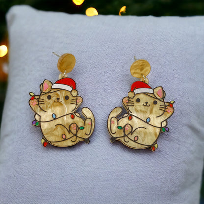 Jingle All the Way: Adorable Christmas Kitty Dangle Earrings