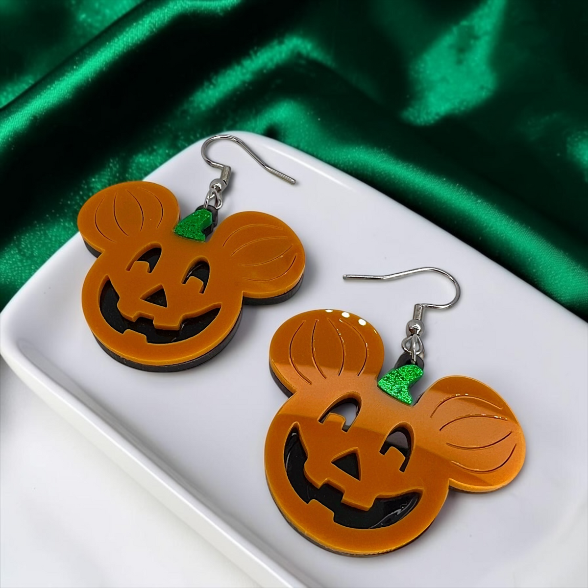 Mouse Pumpkin Earrings - Mouse Ears, Halloween Accessories , Halloween Earrings, Not So Scary Halloween, Pumpkin Earrings