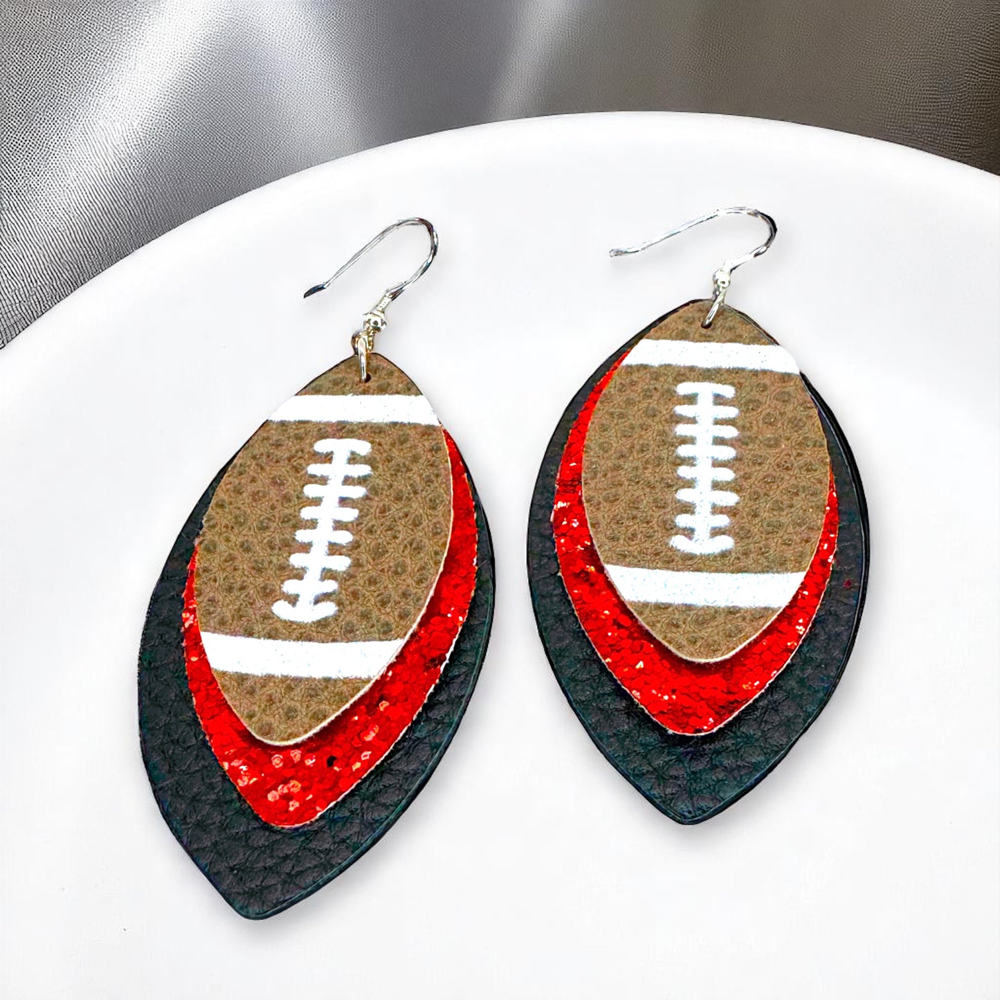 Game Day Glam: Black and Red Football Earrings for the Ultimate Fan!