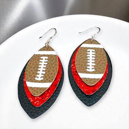 Game Day Glam: Black and Red Football Earrings for the Ultimate Fan!