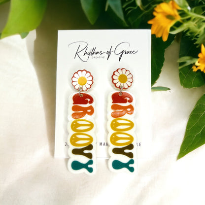 Good Vibes Earrings - Groovy Earrings, Fun Earrings, Peace and Love, Peace Sign, Hippie Earrings - Rhythms of Grace Creative