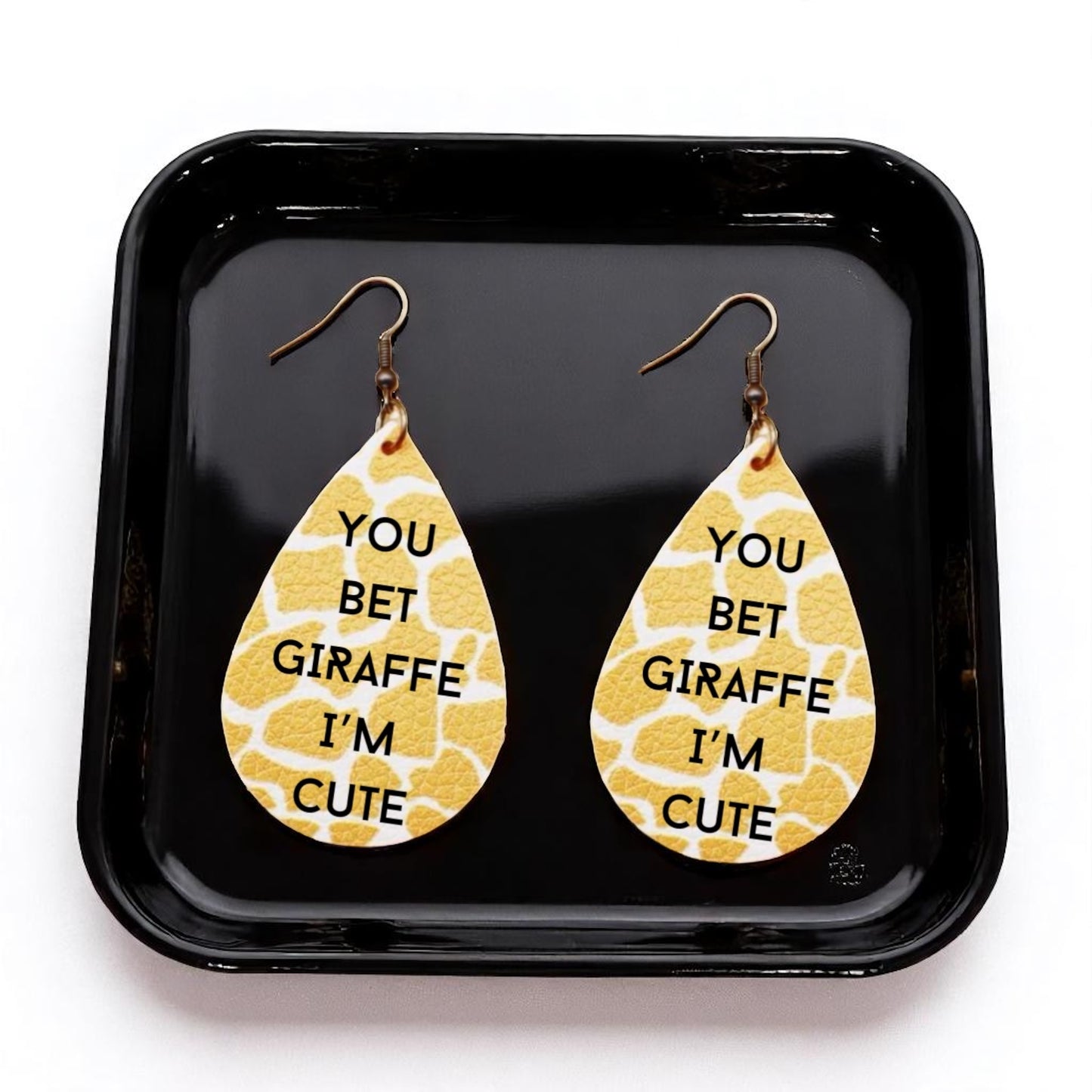 Go Wild with Giraffe Print Teardrop Dangle Earrings – Chic, Fun & Personalizable!
