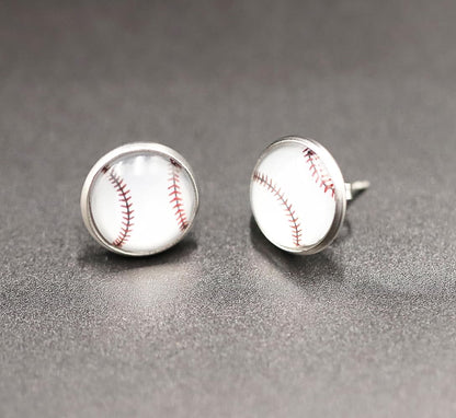Hit a Style Home Run with Baseball Cabochon Stud Earrings! ⚾️
