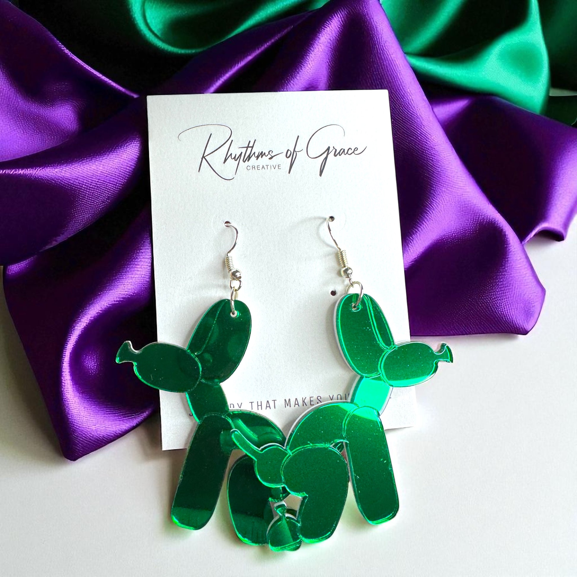 Paw-sitively Fun Mardi Gras Balloon Dog Earrings – Pooping Playfulness in Every Color! - Rhythms of Grace Creative