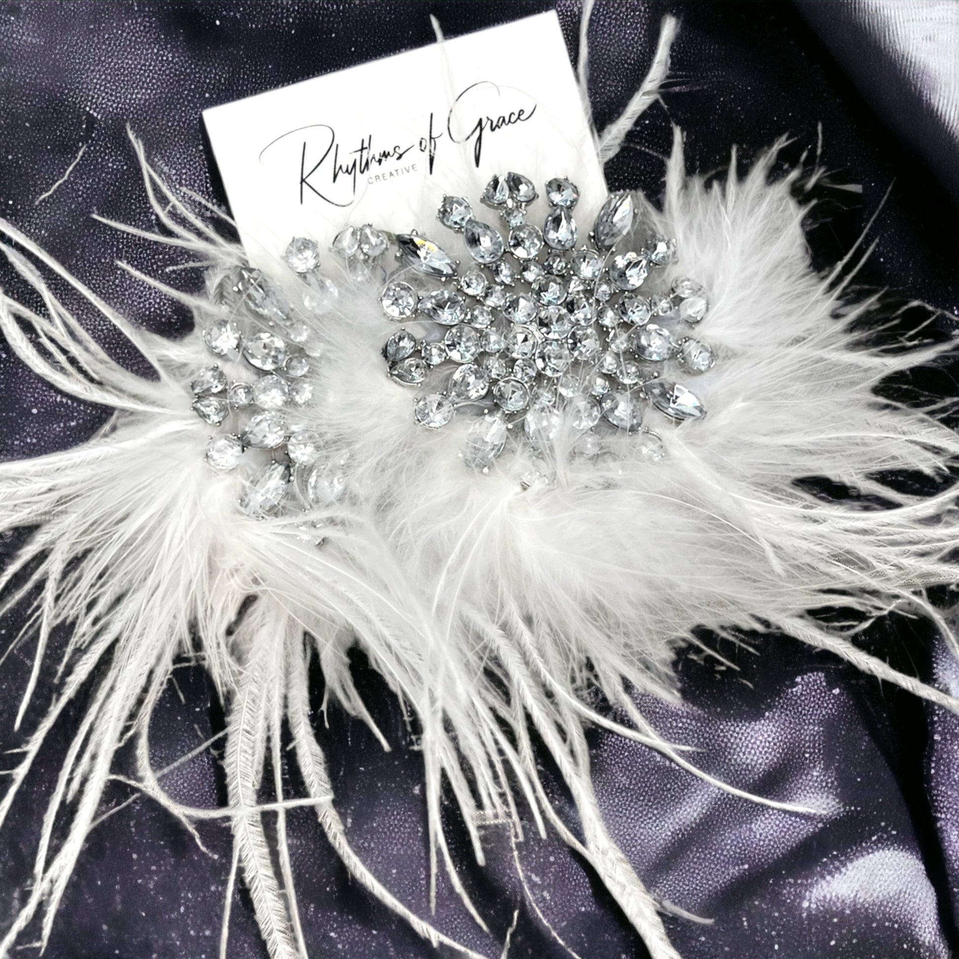 Feather Your Style: Dazzling White Rhinestone Earrings for a Glamorous Touch! - Rhythms of Grace Creative