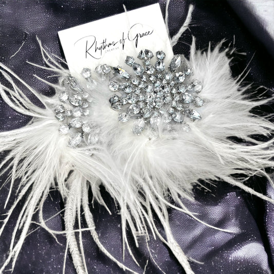 Feather Your Style: Dazzling White Rhinestone Earrings for a Glamorous Touch! - Rhythms of Grace Creative