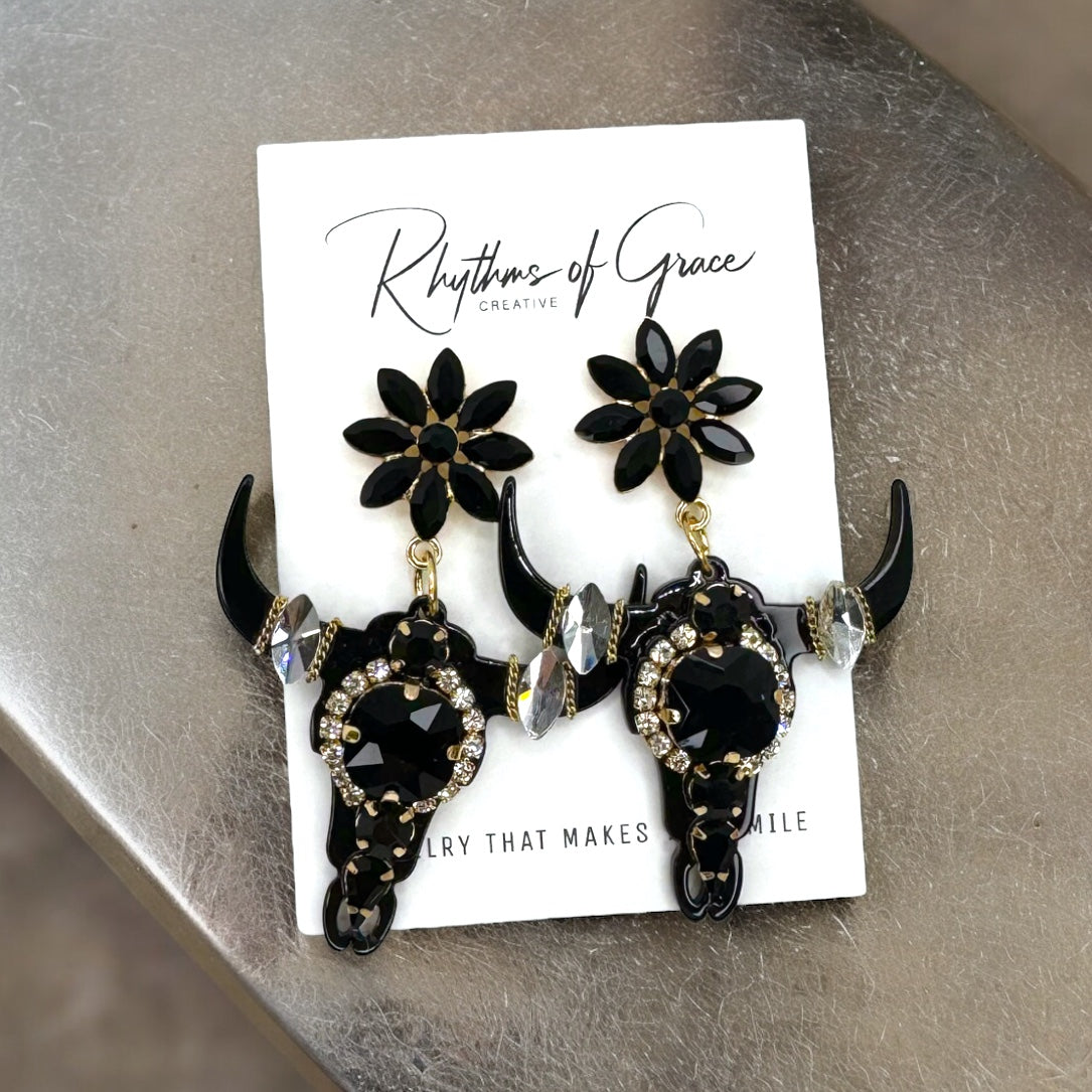 Stunning Western Inspired Rhinestone Dangle Earrings - Boho Jewelry Statement Piece
