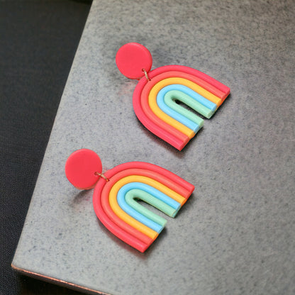 Colorful Rainbow Delight Earrings - Polymer Clay Accessories!