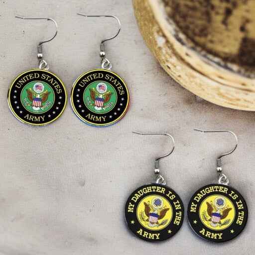 Military Mom Marvels: Army Cabochon Dangle Earrings!