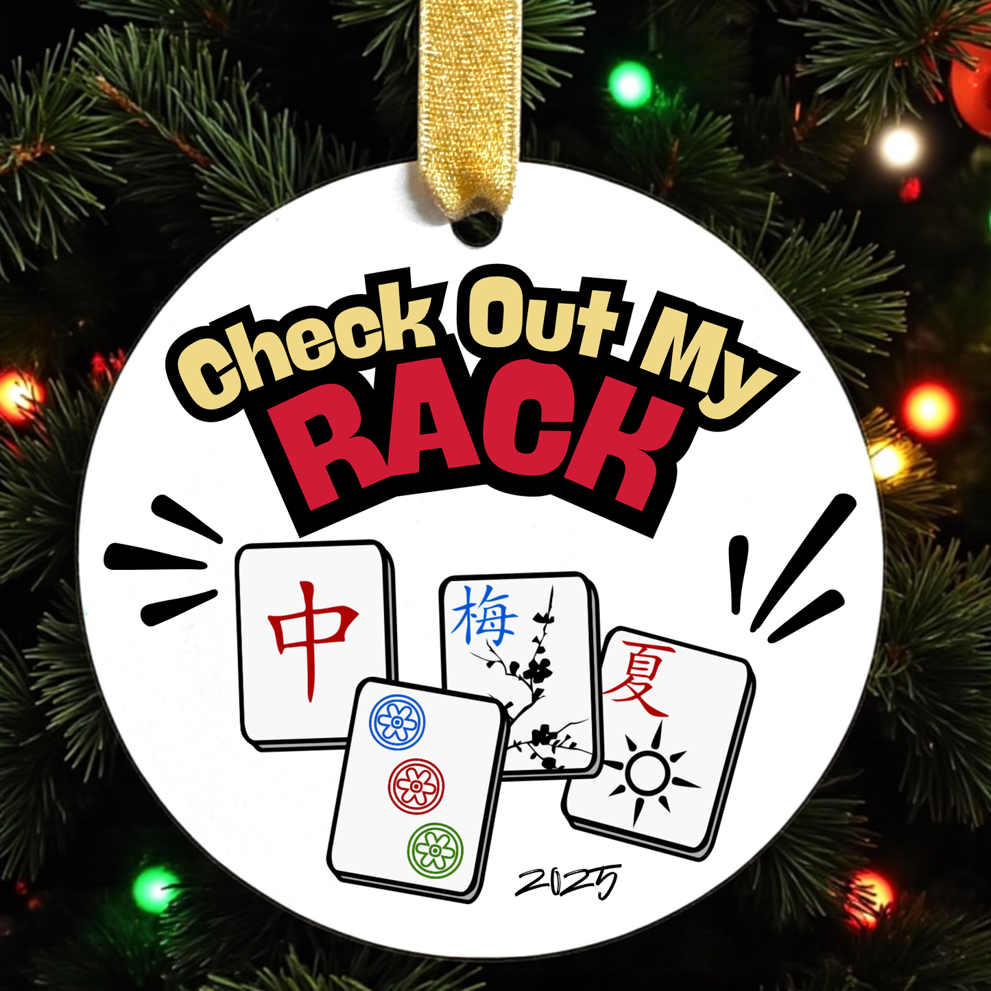 Check Out My Rack” Ornament | Mahjong Humor Holiday Keepsake