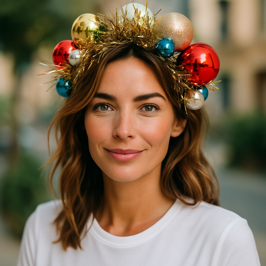 Ho Ho Ho-liday Glam: Red & Green Christmas Ornament Headband!