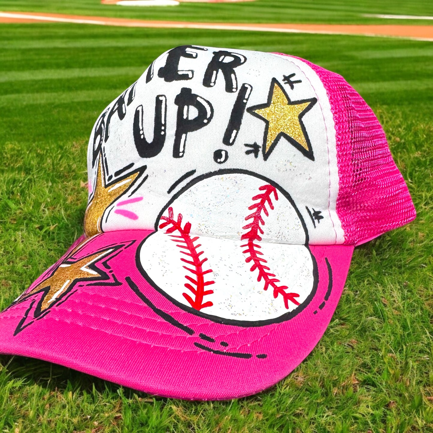 Handpainted Mesh Back Trucker Hat - Score Big with Style! 🎉