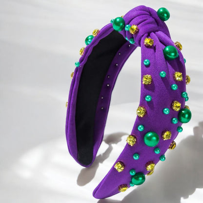 Dazzling Mardi Gras Headband - Vibrant Purple, Green, & Gold 🎭