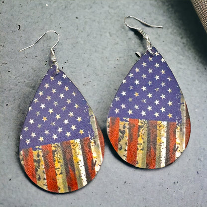 Patriotic Red, White, and Blue Teardrop Dangle Earrings – 4 Unique Styles