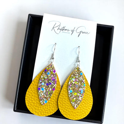 Golden Glow Teardrop Dangles: Shine Bright in Yellow!