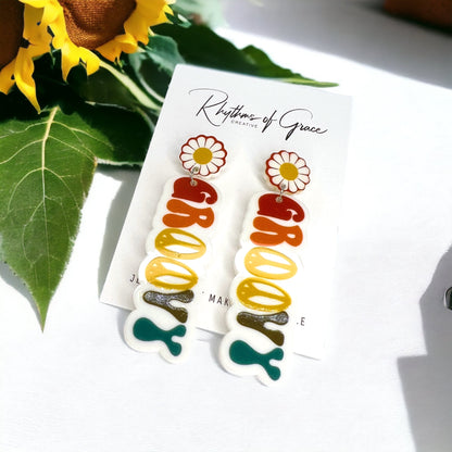 Good Vibes Earrings - Groovy Earrings, Fun Earrings, Peace and Love, Peace Sign, Hippie Earrings - Rhythms of Grace Creative