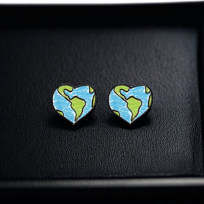 Mother Earth Heart Earrings - Handmade with Love! 🌎