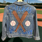 Pitches Be Crazy! Unique Hand-Painted Baseball Jean Jacket ⚾️
