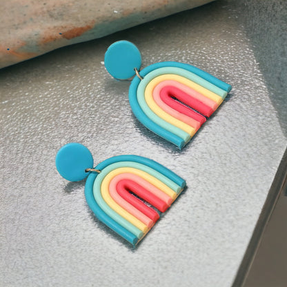 Colorful Rainbow Delight Earrings - Polymer Clay Accessories!