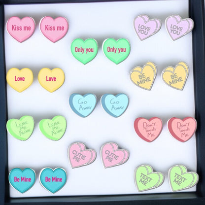 Sweet & Sassy Candy Heart Stud Earrings – Spice Up Your Look! 💖