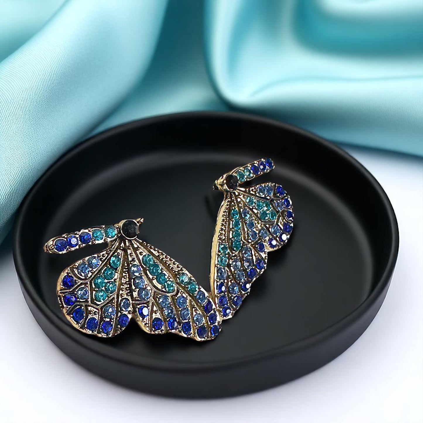 Sparkling Blue Rhinestone Butterfly Wing Earrings – Oversized Glam!