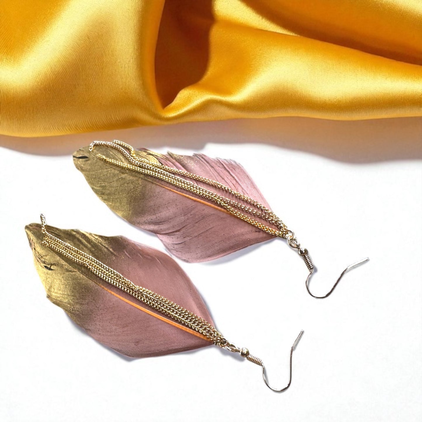 Gold Dipped Feather Earrings: Dance Into the Festivity!