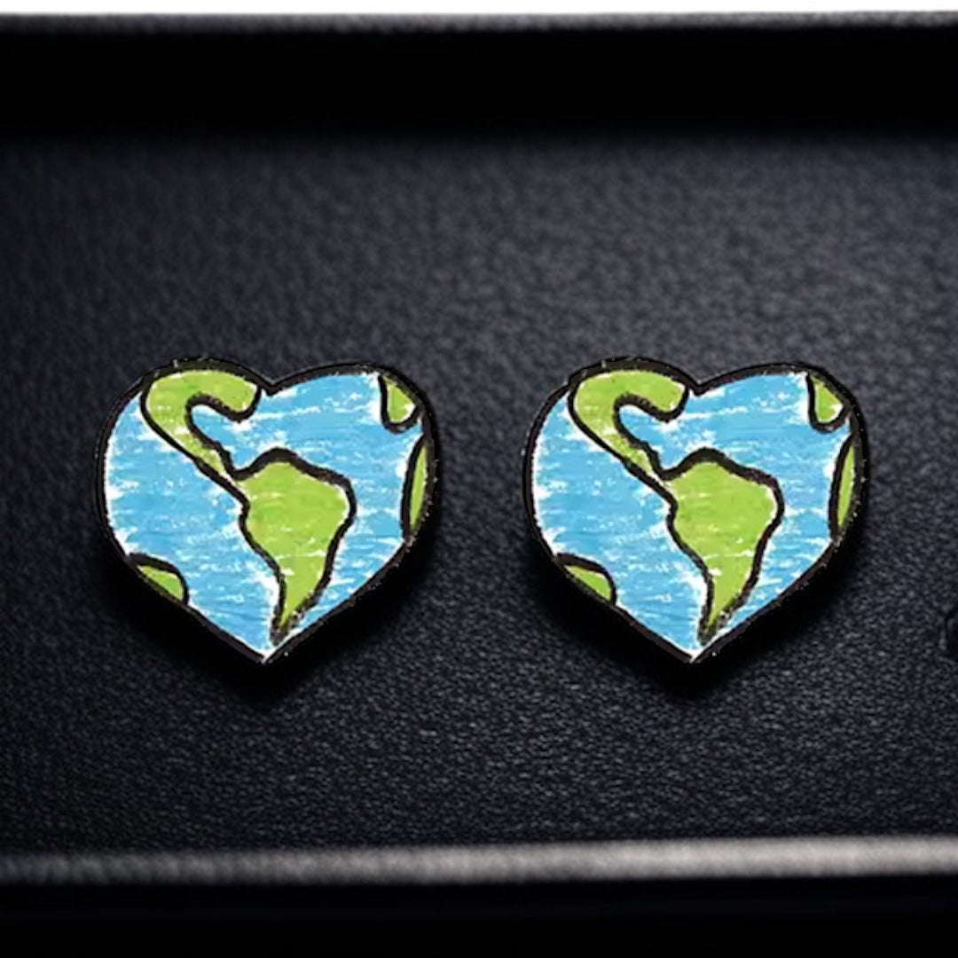 Mother Earth Heart Earrings - Handmade with Love! 🌎