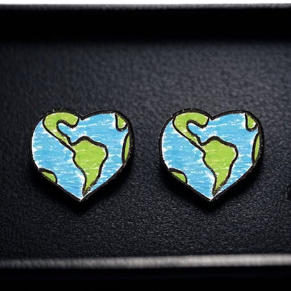 Mother Earth Heart Earrings - Handmade with Love! 🌎