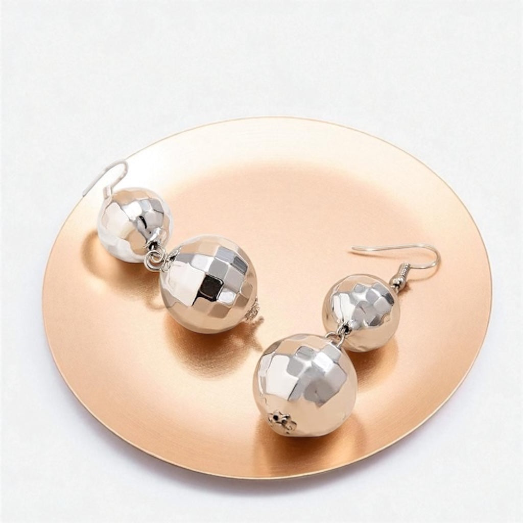 Drop It Like It’s Disco – Silver Ball Party Earrings - Rhythms of Grace Creative